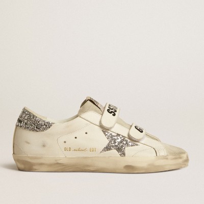 Golden Goose Old School Sneakers With Silver Glitter Star And Ice-gray Suede Tongue GWF00111.F005122.10273