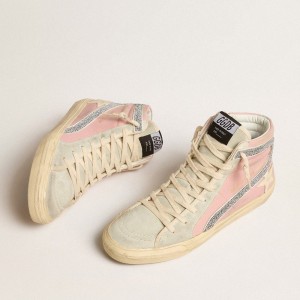 Golden Goose Pink Slide LTD Sneakers With Leather Star And Swarovski Crystal Flash GWF00115.F005246.25644