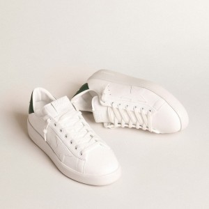 Golden Goose Purestar Sneakers With White Bio-based Star And Mat Green Leather Heel Tab GMF00197.F004753.10502