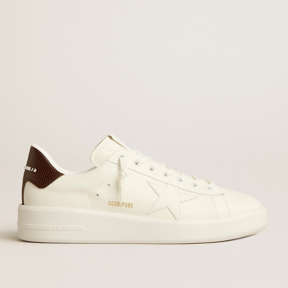 Golden Goose Purestar Sneakers With White Star And Burgundy Lizard-print Heel Tab GMF00197.F005222.11635