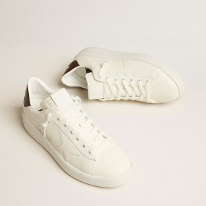 Golden Goose Purestar Sneakers With White Star And Burgundy Lizard-print Heel Tab GMF00197.F005222.11635