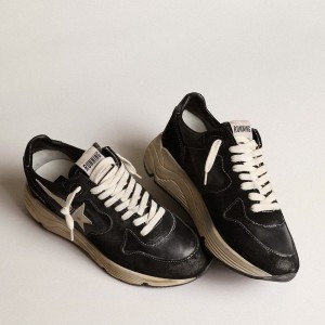 Golden Goose Running Sole Sneakers In Black Nappa And Suede GWF00126.F003775.90352