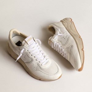 Golden Goose Running Sole Sneakers In Mesh And White Nappa GMF00126.F003928.10100