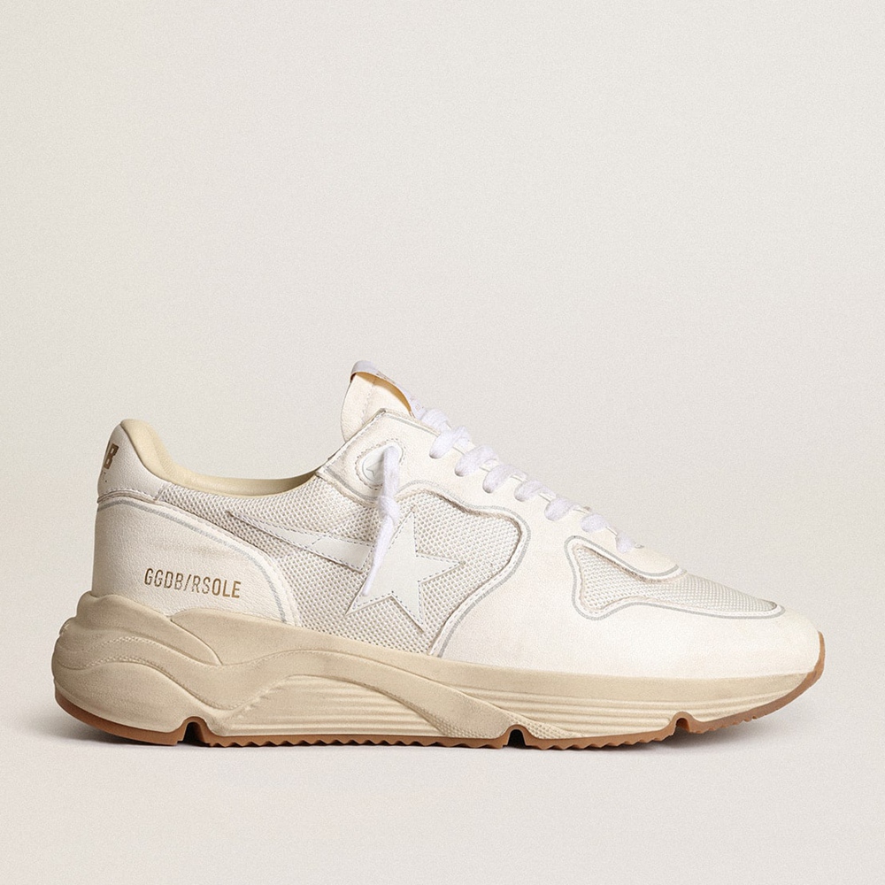 Golden Goose Running Sole Sneakers In Mesh And White Nappa GWF00126.F003928.10100