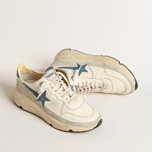 Golden Goose Running Sole Sneakers In Nappa With Blue Leather Star And Suede Insert GMF00350.F004595.11512