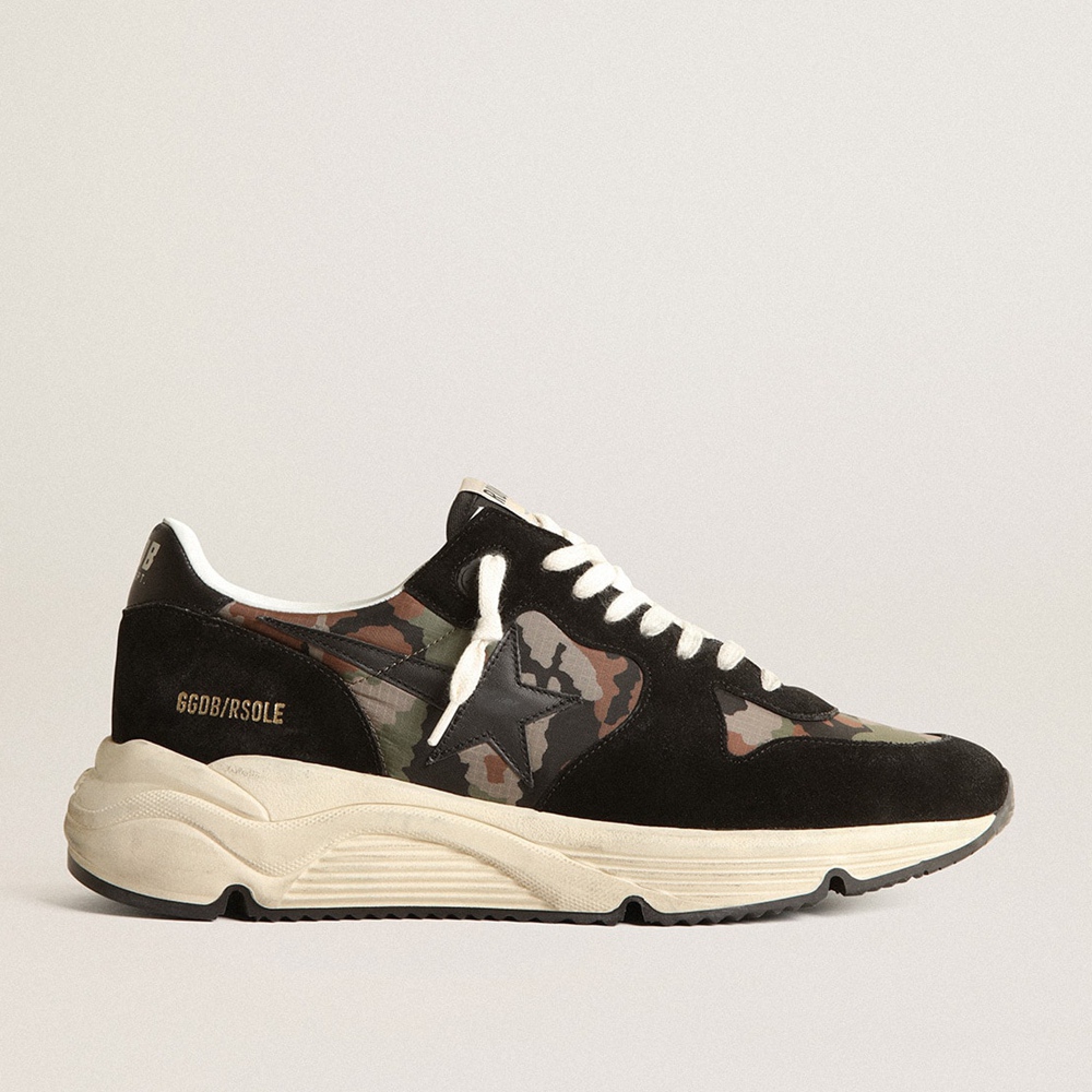 Golden Goose Running Sole Sneakers In Nylon Ripstop With Camouflage Print GMF00126.F003939.90363