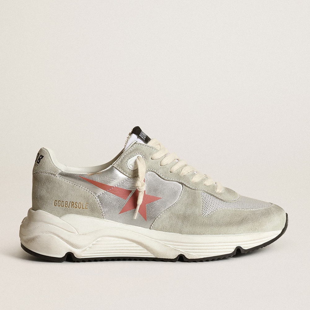 Golden Goose Running Sole Sneakers In Silver Leather With Ice-gray Inserts GWF00398.F003420.81824