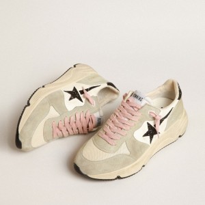 Golden Goose Running Sole Sneakers With Gray Suede Inserts And Black Glitter Star GWF00215.F004021.70257