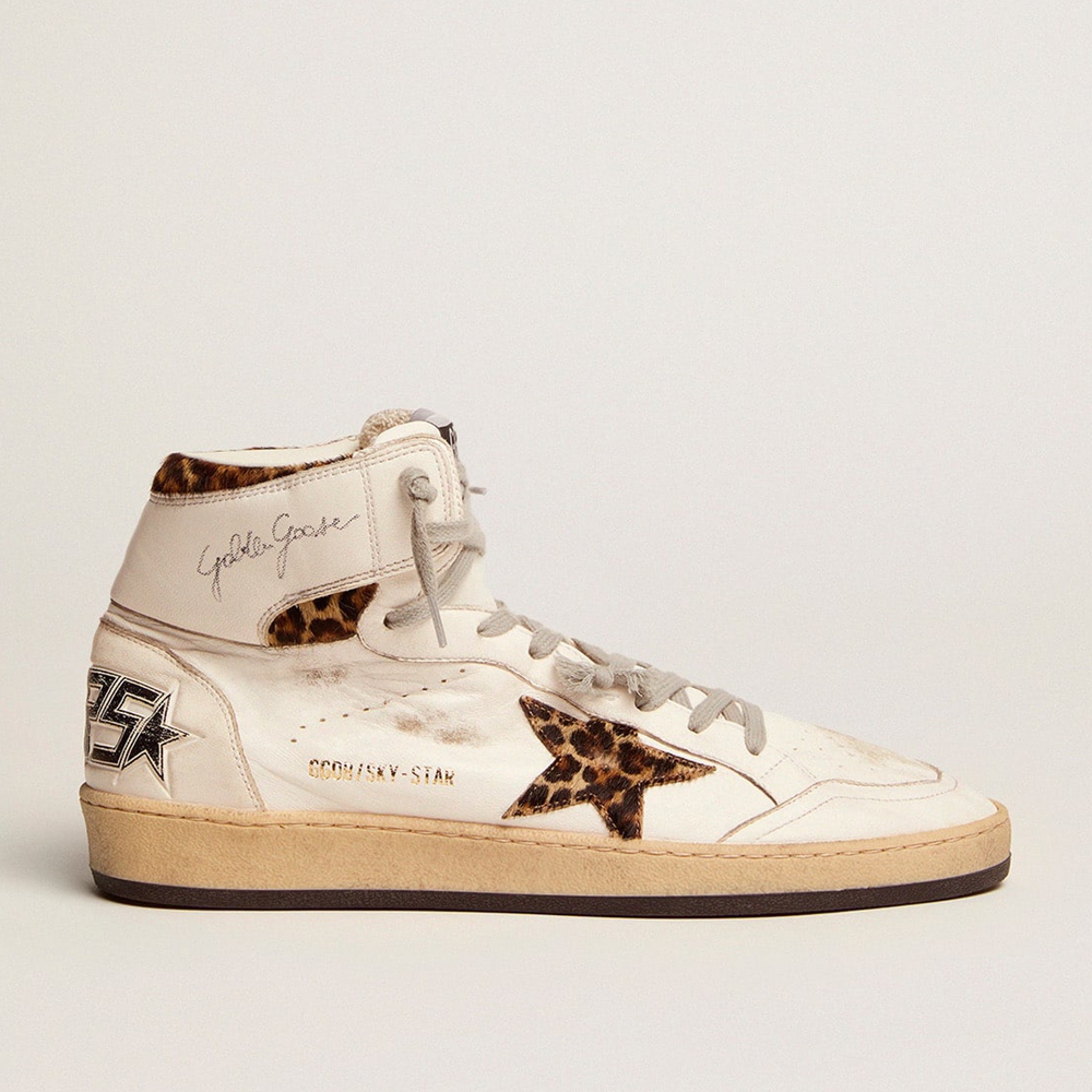 Golden Goose Sky-Star High-top Sneakers In Leopard-print Pony Skin GWF00230.F002193.10805