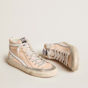 Golden Goose Slide LTD Sneakers In Pink Nappa Leather With White Star And Swarovski Inserts GWF00369.F005964.80458