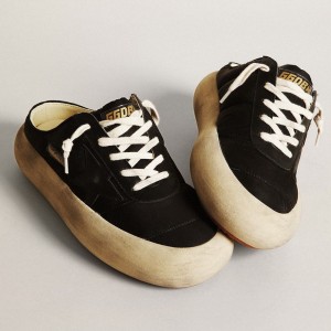 Golden Goose Space-Star Sabots Sneakers In Black Nylon With Black Leather Star GWF00387.F003330.90100