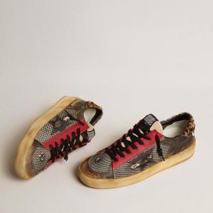 Golden Goose Stardan LAB Sneakers In Mesh With Black Leather Inserts And Leopard Heel Tab GWF00371.F004373.90387