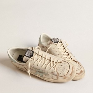 Golden Goose Stardan LTD Sneakers With Aqua-green Nappa Leather Star And Heel Tab GMF00128.F004568.11514