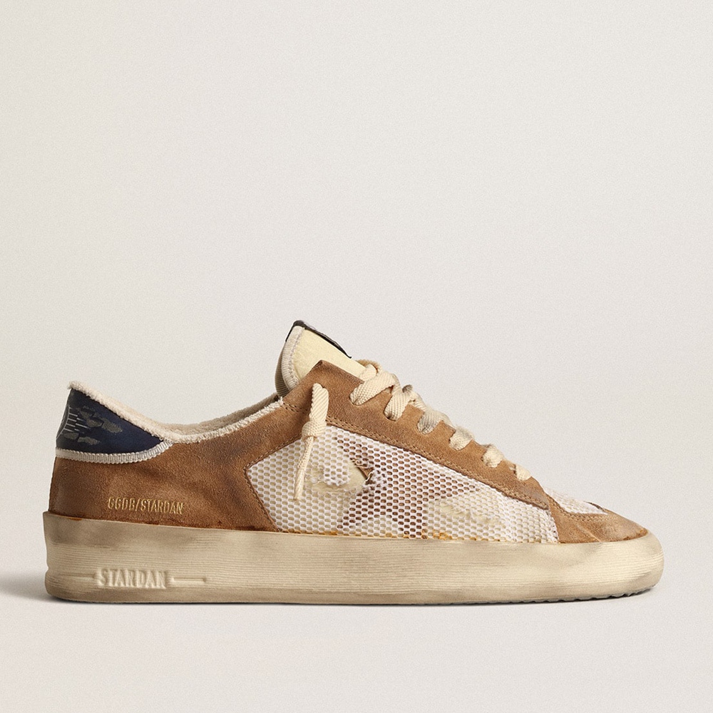 Golden Goose Stardan Sneakers In Beige Nylon And Mesh With Tobacco Suede Inserts GMF00479.F004077.82145