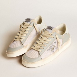 Golden Goose Stardan Sneakers In Gray Nappa Leather And White Mesh With Gray Leather Star GWF00370.F005978.10973