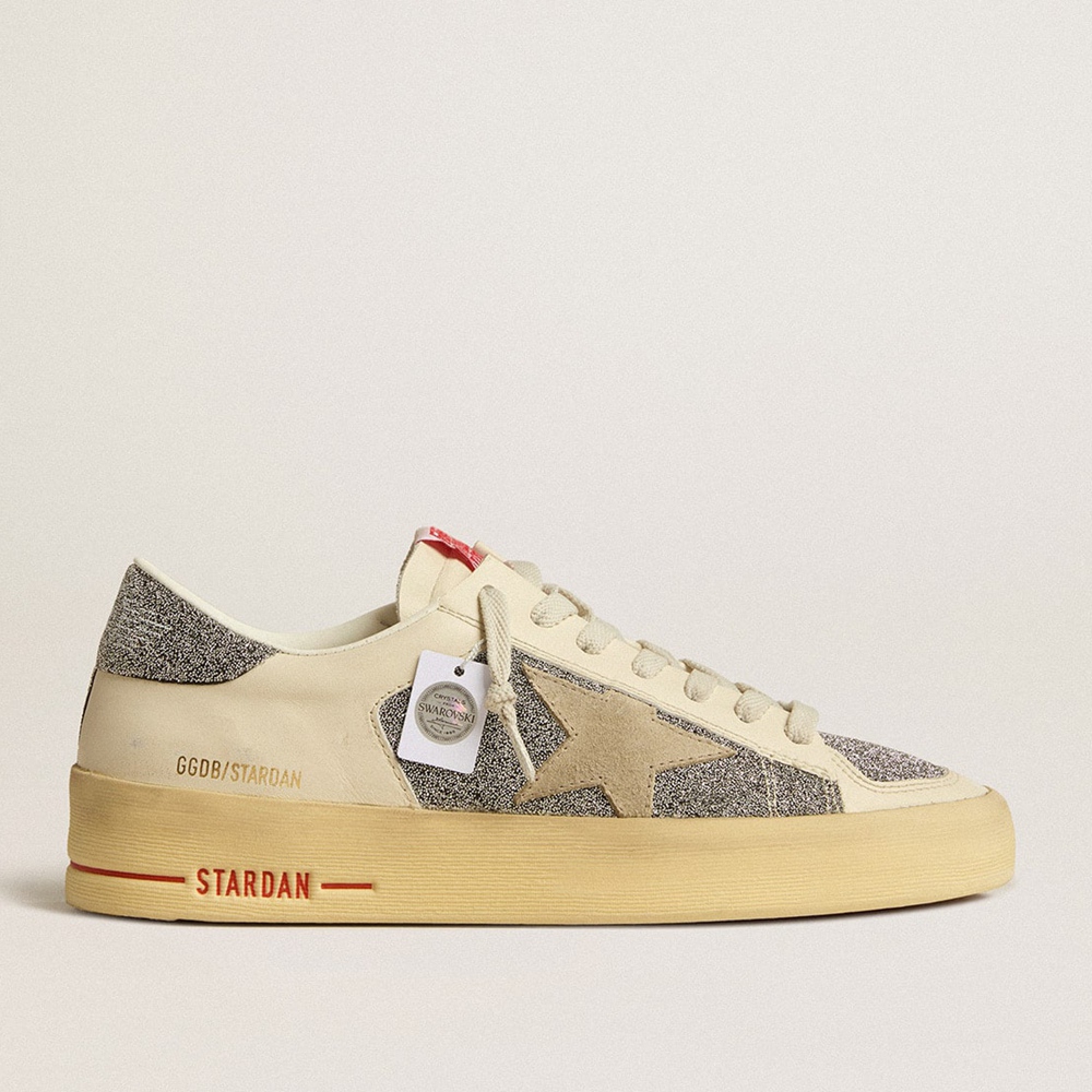 Golden Goose Stardan Sneakers In Suede With Sand Star And Silver Swarovski Crystal Inserts GWF00128.F005164.10449