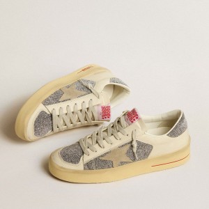 Golden Goose Stardan Sneakers In Suede With Sand Star And Silver Swarovski Crystal Inserts GWF00128.F005164.10449