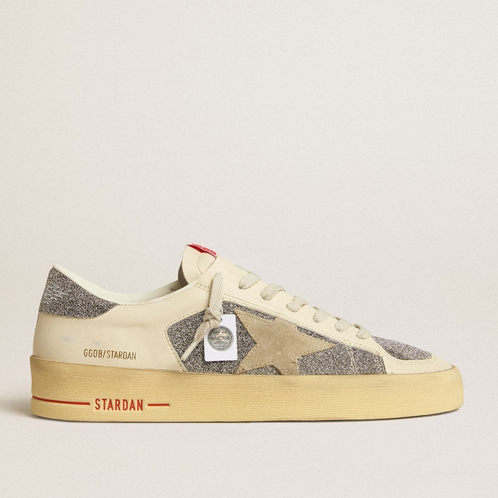 Golden Goose Stardan Sneakers In Suede With Sand Star And Swarovski Crystal Inserts GMF00128.F005164.10449