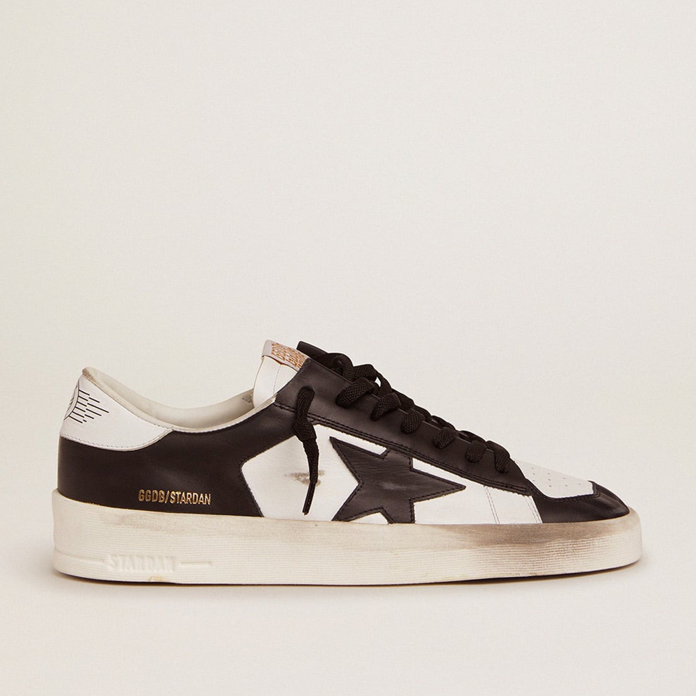 Golden Goose Stardan Sneakers In White And Black Leather GMF00128.F002186.10283