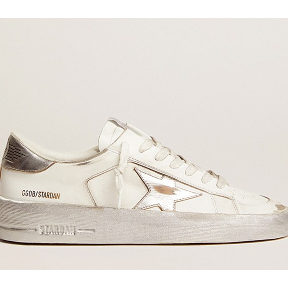 Golden Goose Stardan Sneakers With Silver Metallic Leather Star And Heel Tab GWF00128.F002187.80185