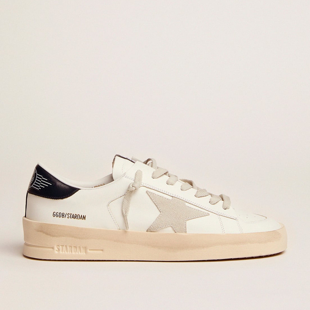 Golden Goose Stardan Sneakers With Star Sneakers In Ice-gray Suede And Blu-navy Heel Tab GMF00128.F000567.10509