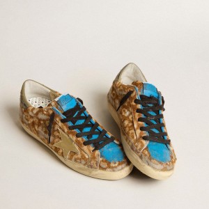 Golden Goose Super-Star LAB Sneakers Sneakers In Leopard Pony Skin With Gold Star And Gray Heel Tab GWF00101.F003578.81879