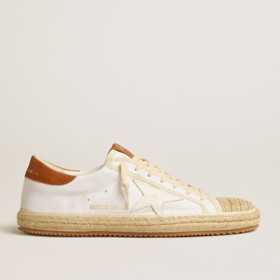 Golden Goose Super-Star LTD Sneakers In Canvas With White Leather Star And Raffia Toe GMF00101.F005083.11621