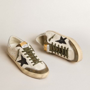 Golden Goose Super-Star LTD Sneakers In Nappa Leather With Black Leather Star And Silver Heel Tab GMF00107.F006007.82680