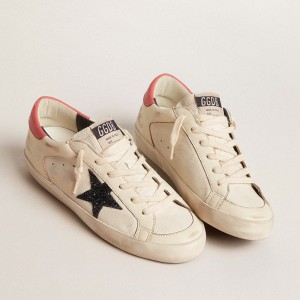 Golden Goose Super-Star LTD Sneakers In Nappa With Blue Glitter Star And Red Heel Tab GWF00476.F005945.10317