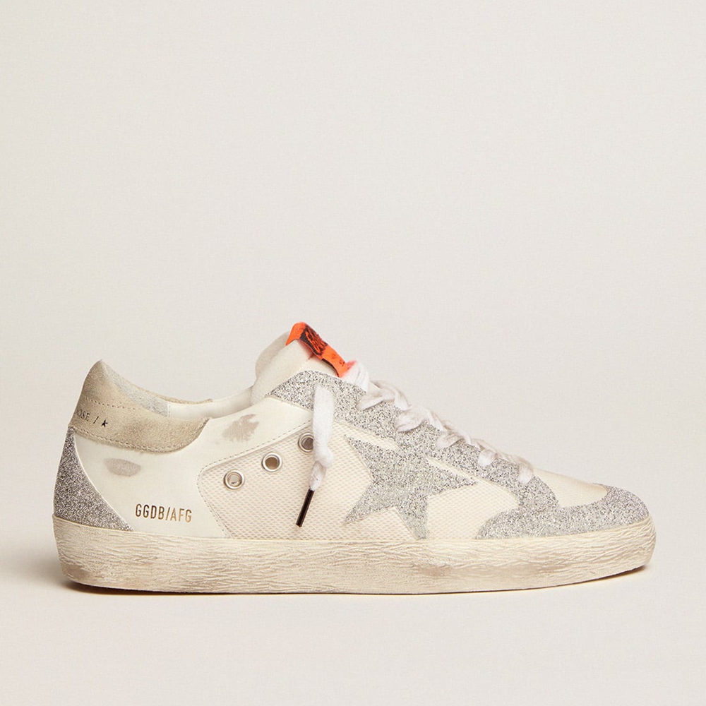 Golden Goose Super-Star LTD Sneakers In White Leather And Mesh With Star And Inserts Sneakers In Swarovski Micro-crystals GWF00102.F003017.10268