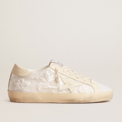 Golden Goose Super-Star LTD Sneakers In White Sequins With Leather Star And Embroidery GWF00759.F005899.11872