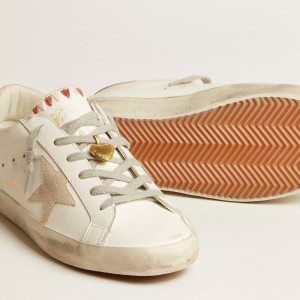 Golden Goose Super-Star LTD Sneakers With Beige Suede Star And Pink Heel Tab GWF00101.F005613.11783