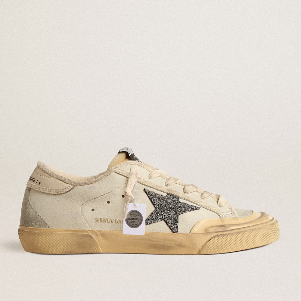 Golden Goose Super-Star LTD Sneakers With Black Swarovski Crystal Star GWF00175.F004670.82316