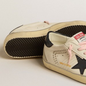 Golden Goose Super-Star LTD Sneakers With Blue Leather Star And Decorative Studs GWF00102.F005171.11660