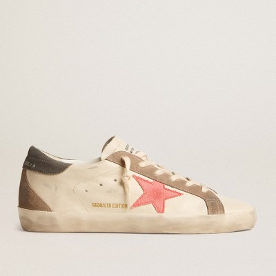 Golden Goose Super-Star LTD Sneakers With Pink Gabardine Star And Gray Suede Heel Tab GWF00102.F005853.82656