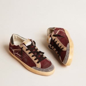 Golden Goose Super-Star Penstar LAB Sneakers Sneakers In Burgundy Suede With Perforated Star GMF00172.F004363.40448