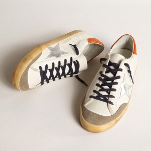 Golden Goose Super-Star Penstar Sneakers With Silver Star And Orange Heel Tab GMF00107.F004029.11367