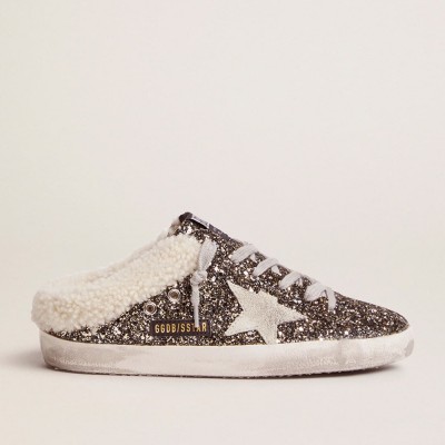 Golden Goose Super-Star Sabot Sneakers With Glitter And Shearling Interior GWF00110.F000296.80293