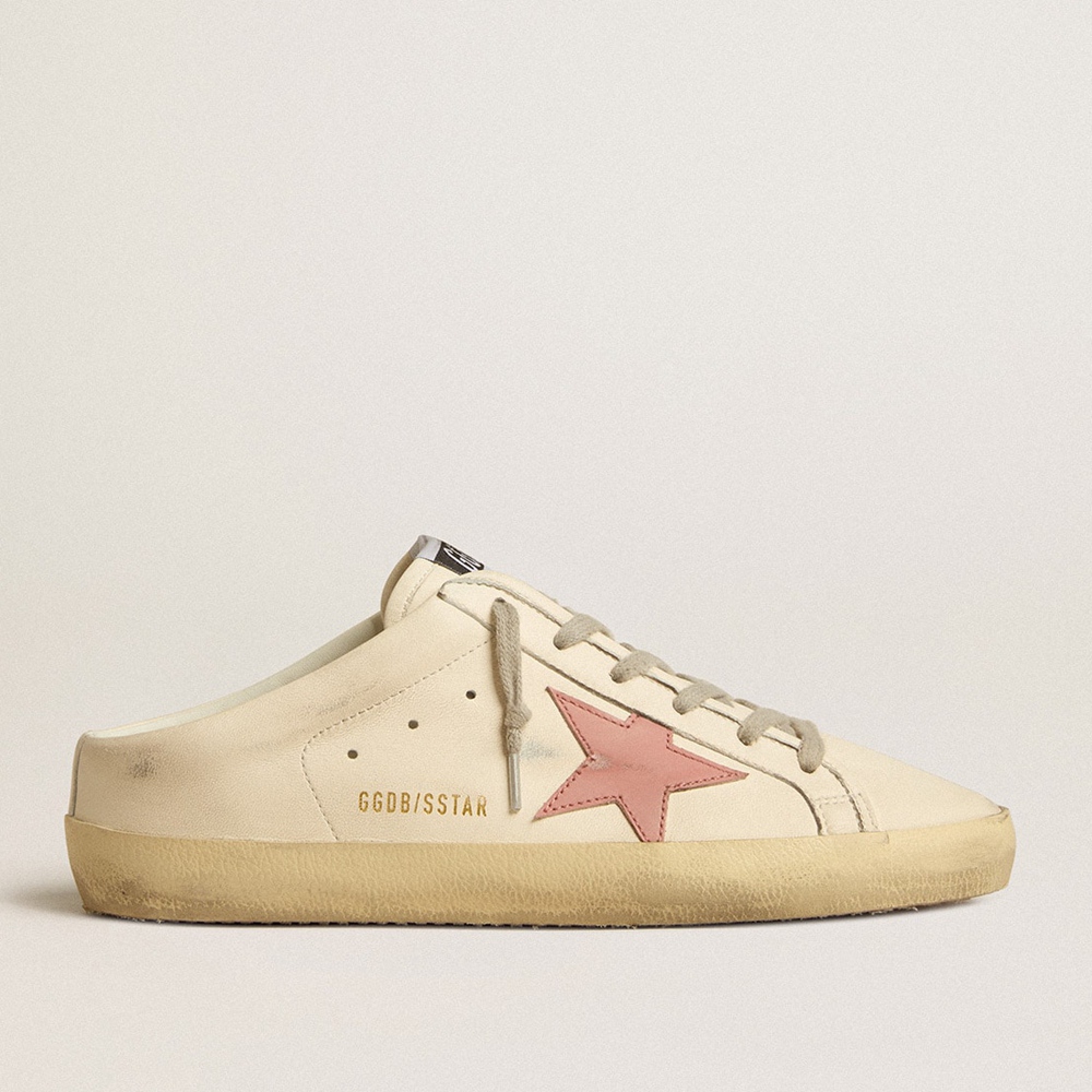 Golden Goose Super-Star Sabots Sneakers In Nappa With Pink Leather Star GWF00110.F005130.11651