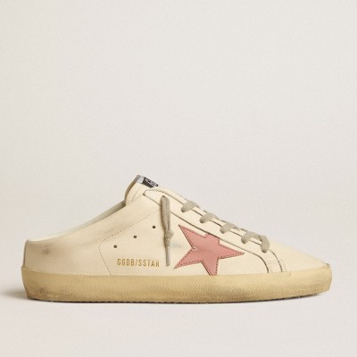 Golden Goose Super-Star Sabots Sneakers In Nappa With Pink Leather Star GWF00110.F005130.11651