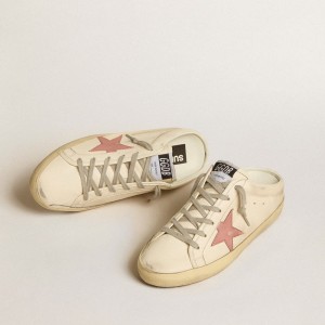 Golden Goose Super-Star Sabots Sneakers In Nappa With Pink Leather Star GWF00110.F005130.11651