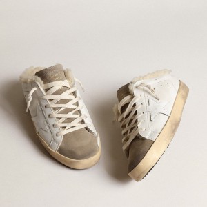 Golden Goose Super-Star Sneakers Sabots With White Leather Star And Shearling Lining GWF00110.F003975.81760