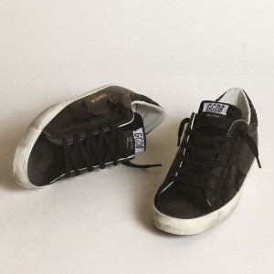 Golden Goose Super-Star Sneakers In Black Nappa With Black Star And Glitter Heel Tab GWF00101.F003463.90100