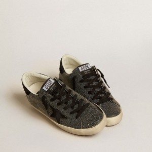 Golden Goose Super-Star Sneakers In Black Swarovski Crystals With Black Suede Star GWF00101.F005170.90100