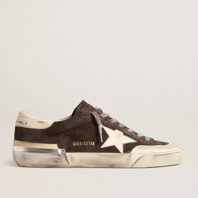 Golden Goose Super-Star Sneakers In Gray Suede With Ecru Nappa Star And Heel Tab GMF00364.F004563.60435