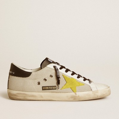 Golden Goose Super-Star Sneakers In Mesh With Yellow Suede Star And Black Leather Heel Tab GMF00101.F000345.80305