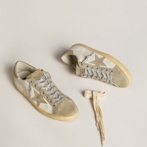 Golden Goose Super-Star Sneakers In Nappa With Ice-gray Suede Star And Black Embroidery GMF00101.F005163.10276