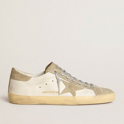 Golden Goose Super-Star Sneakers In Nappa With Ice-gray Suede Star And Black Embroidery GWF00101.F005163.10276