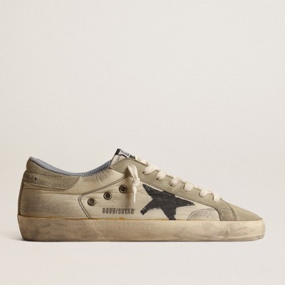 Golden Goose Super-Star Sneakers In Nylon With Black Screen-printed Star And Suede Heel Tab GMF00498.F004193.82178