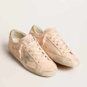 Golden Goose Super-Star Sneakers In Pink Nappa With Ice-gray Star And Platinum Heel Tab GWF00101.F005968.25733